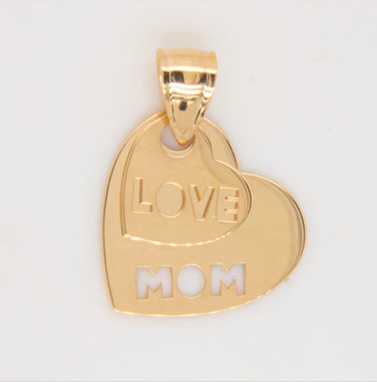 14k Solid Double Mom Pendant