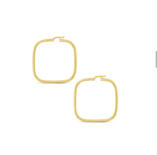 14k Medium Square Hoops