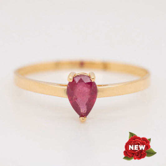 18k Gold Genuine Ruby Ring