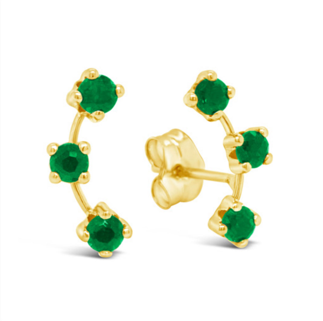 18k Gold Genuine Emerald Earring