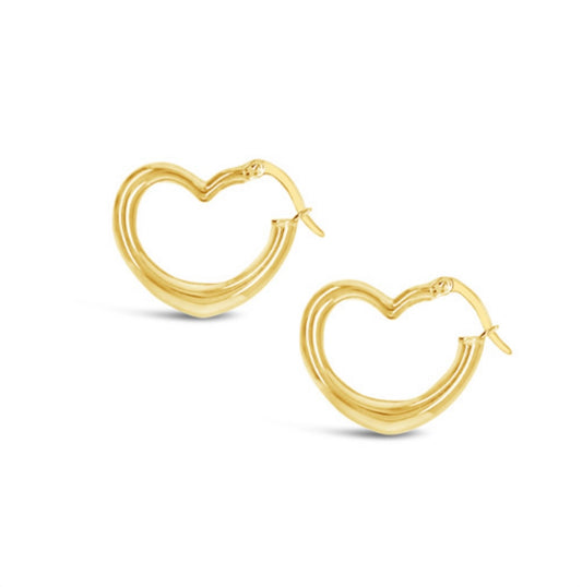 14k Heart Hoops