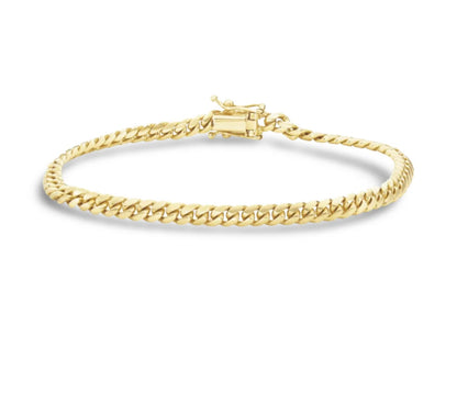 14k Gold Solid Cuban Link Bracelet 8in 4mm