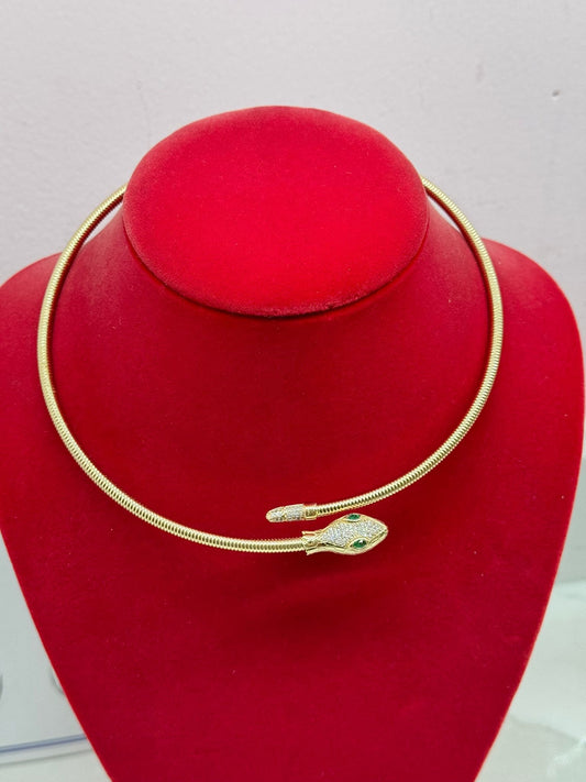 14k Gold Snake Necklace 16in