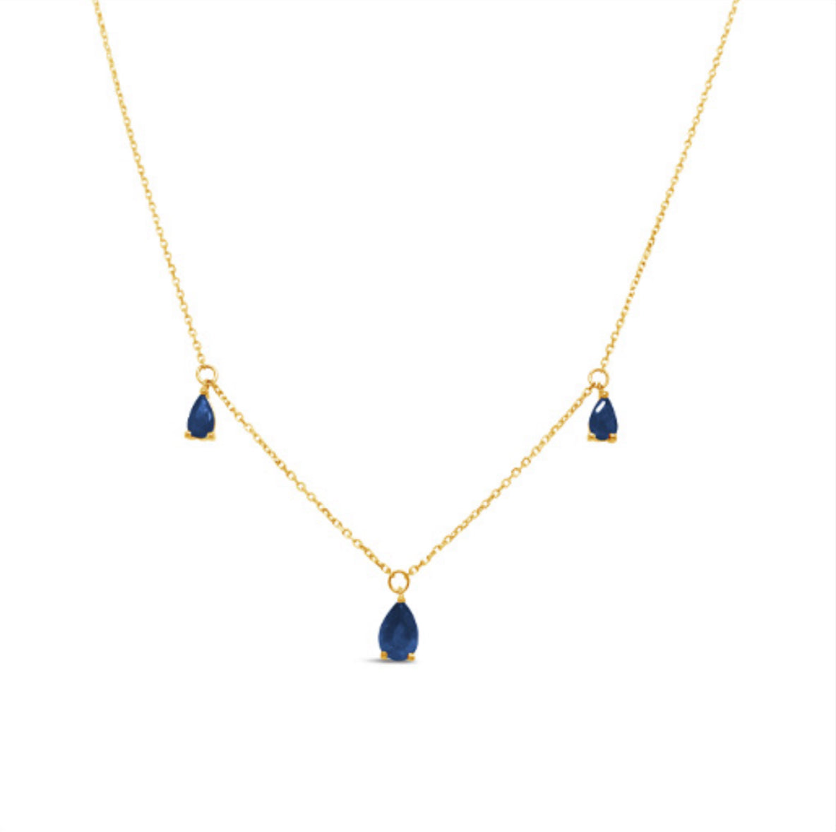 18k Gold Genuine Sapphire Necklace 18”