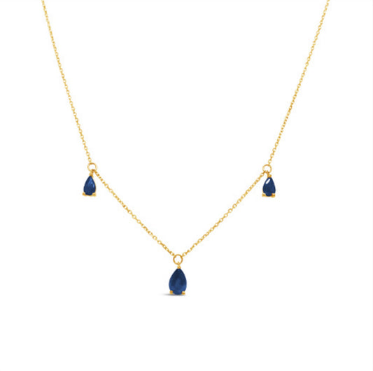 18k Gold Genuine Sapphire Necklace 18”