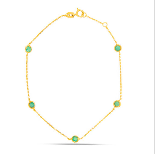 18k Gold Genuine Emerald Bracelet