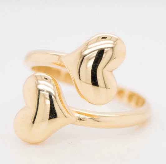 10k Double Heart Ring