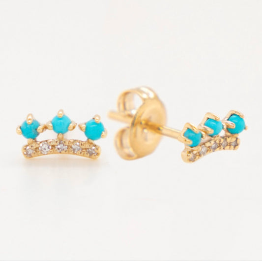 14k Gold Diamond and Turquoise Earring