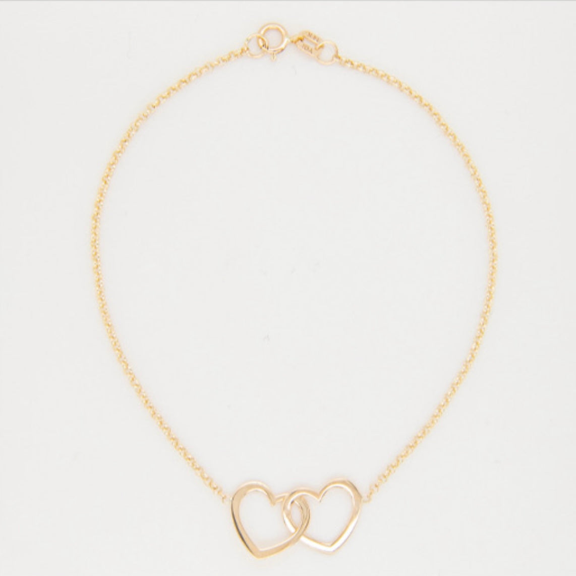 14k Double Heart Bracelet 7in