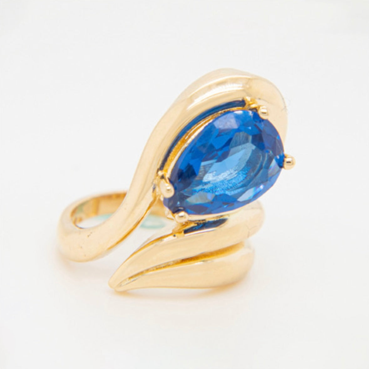 Large Dark Blue Stone Ring 14k