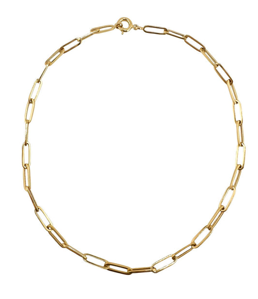 14k Gold Paperclip Necklace 17.5in