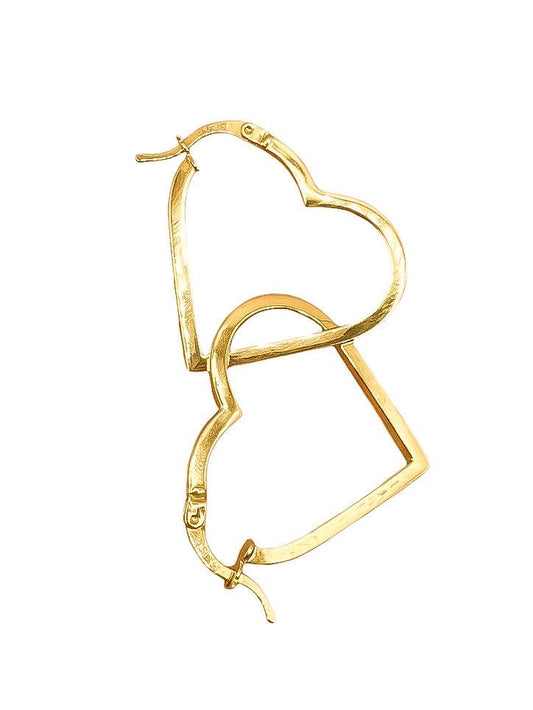 14k Heart Hoops