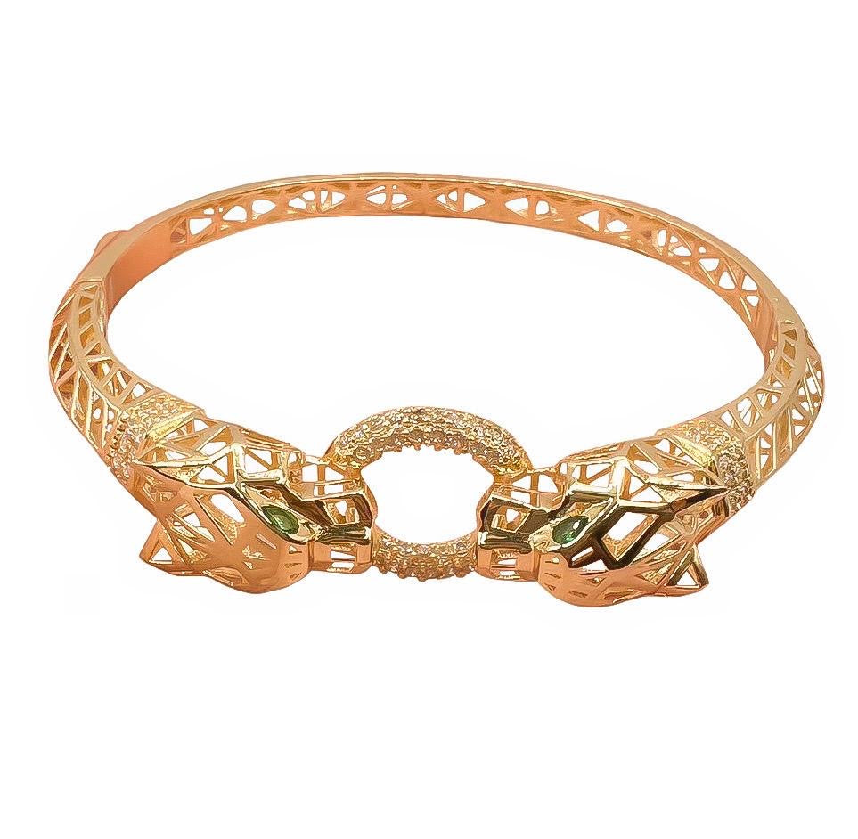 14k Solid Panther Bangle 7in And A Half