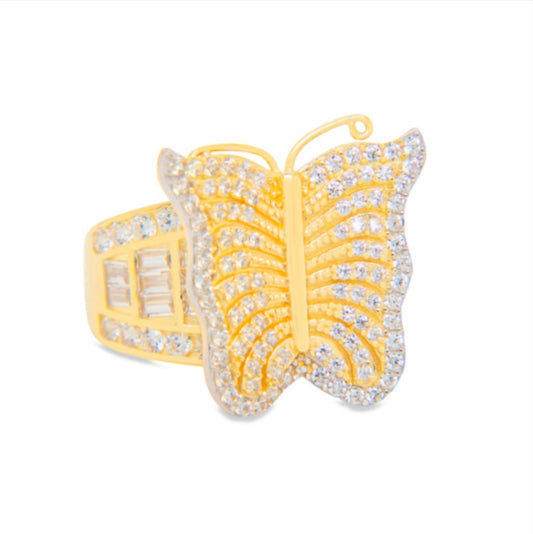 14k Big Butterfly Princess Style Ring