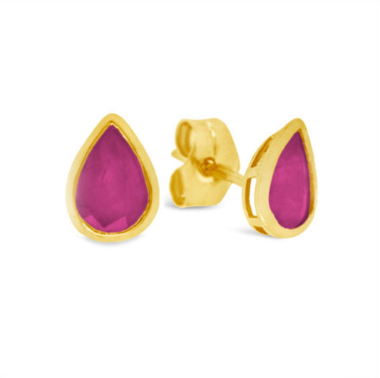 18k Gold Genuine Ruby Earring