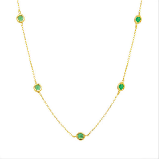 18k Gold Genuine Emerald Necklace