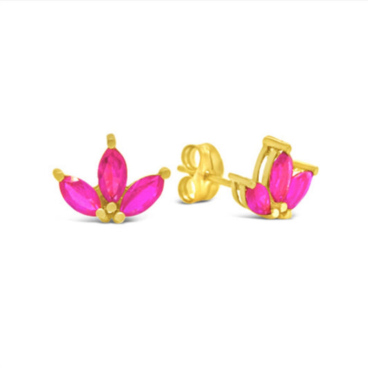 18k Gold Genuine Ruby Earring