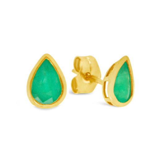 18k Gold Genuine Emerald Earring