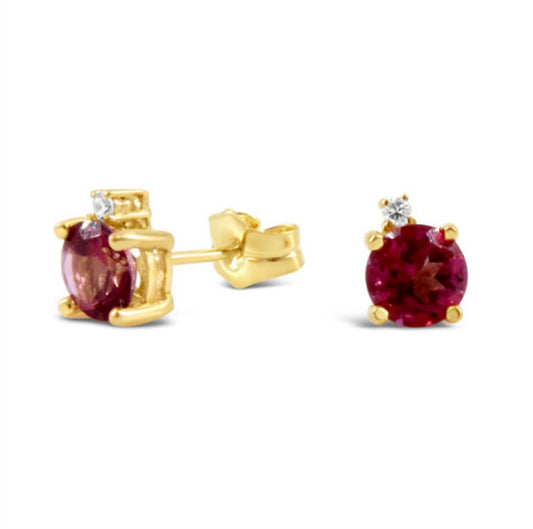 18k Gold Genuine Ruby and Diamond Earring