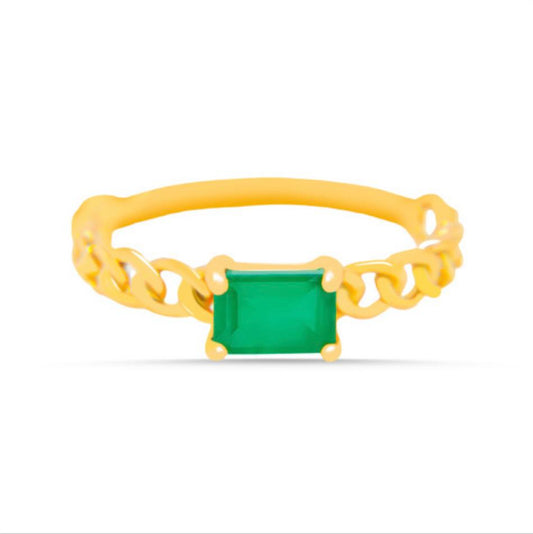 18k Gold Genuine Emerald Ring