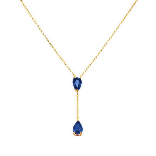 18k Gold Genuine Sapphire Necklace 18”