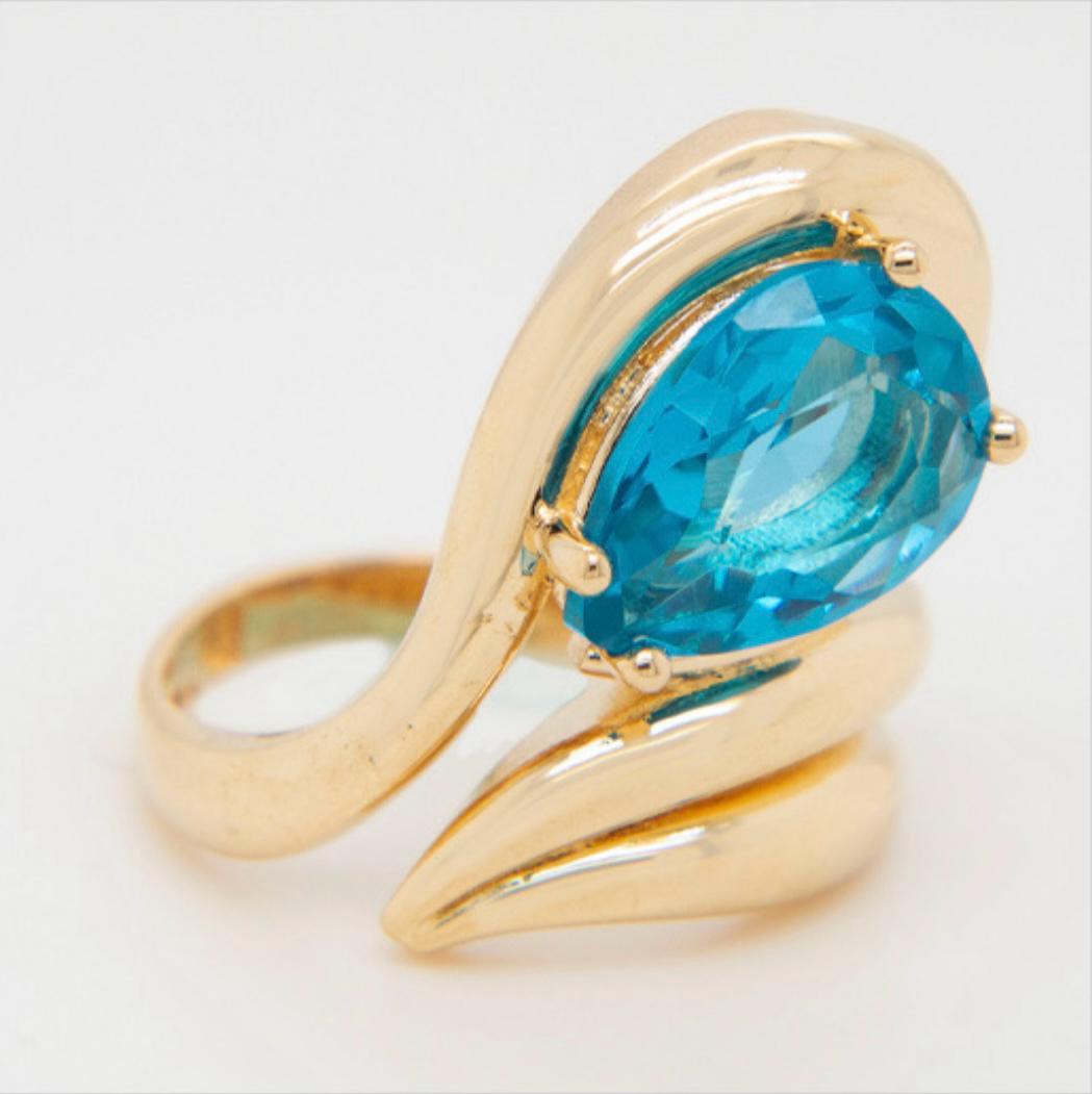 14k Blue Stone Large Ring